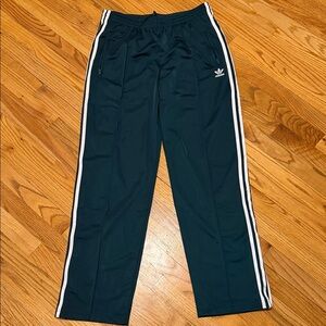 Adidas Dark Green Track Pants with White Stripes- Worn once